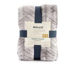 Gray & White Herringbone Twin/Full Plush Velvet Blanket -Northlight Sales Store 810609052 810609051 A0