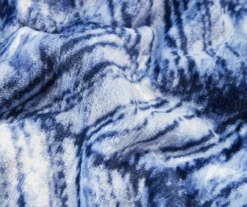 Blue & White Herringbone Queen/King Plush Velvet Blanket -Northlight Sales Store 810609053 810609054 A8 2