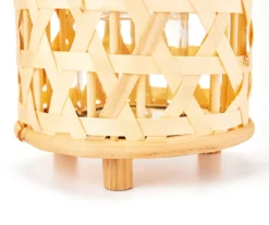 Woven Rattan, Wood & Glass LED Candle Lantern -Northlight Sales Store 810609225 A8 1