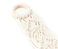 Ivory Macrame & Wood 2-Tier Hanging Shelf -Northlight Sales Store 810609573 A8 2