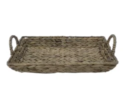 Brown Water Hyacinth Woven Decorative Tray, (14")