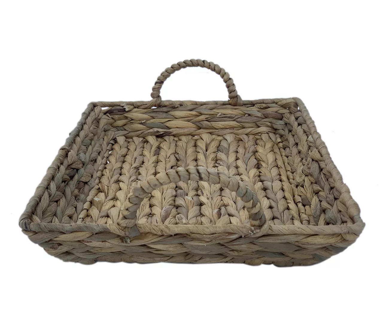 Brown Water Hyacinth Woven Decorative Tray, (14") 4 Brown Water Hyacinth Woven Decorative Tray, (14") - Image 2