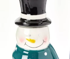 Frosted Forest Snowman & Snowflake Ceramic Tealight Candle Holder -Northlight Sales Store 810613483 A8 1