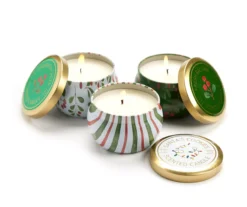 Fresh Balsam, Santa's Cookies & Cinnamon Cheer Holly Berry Tin Candle Gift Set, 3-Pack -Northlight Sales Store 810613786 A0 2
