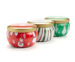 Fresh Balsam, Santa's Cookies & Cinnamon Cheer Snowman Tin Candle Gift Set, 3-Pack -Northlight Sales Store 810613788 A0 1