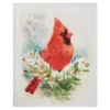 White & Red Cardinal Raschel Throw, (50" X 60")