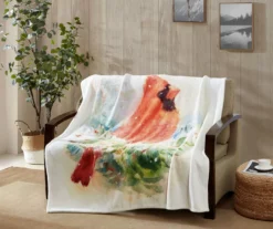 White & Red Cardinal Raschel Throw, (50" X 60") -Northlight Sales Store 810616266 B0 3