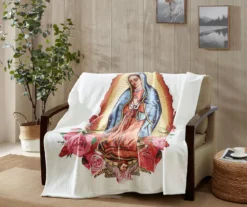 White & Red Our Lady Of Guadalupe Fleece Raschel Throw, (50" X 60") -Northlight Sales Store 810616372 B0 3