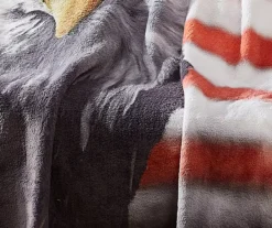 Brown, Red & Blue American Eagle Fleece Raschel Throw, (50" X 60") -Northlight Sales Store 810616376 A0 2