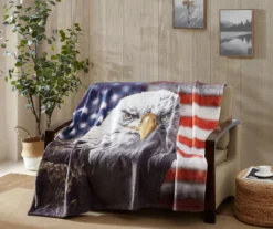 Brown, Red & Blue American Eagle Fleece Raschel Throw, (50" X 60") -Northlight Sales Store 810616376 B0 4