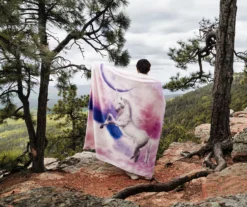 Purple Crescent Unicorn Fleece Raschel Throw, (50" X 60") -Northlight Sales Store 810616378 B0 3