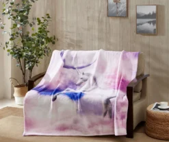 Purple Crescent Unicorn Fleece Raschel Throw, (50" X 60") -Northlight Sales Store 810616378 B0 4