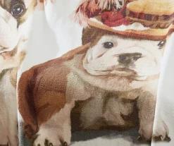 Brown & White Bulldog Couple Fleece Raschel Throw, (50" X 60") -Northlight Sales Store 810616380 A0 2