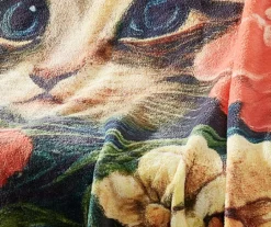 Brown & Red Flower Cat Fleece Raschel Throw, (50" X 60") -Northlight Sales Store 810616381 A8 2