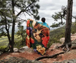 Brown & Red Flower Cat Fleece Raschel Throw, (50" X 60") -Northlight Sales Store 810616381 B0 3