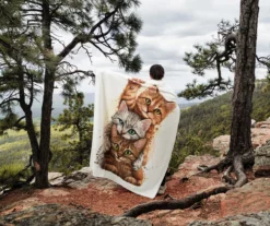 White & Brown Happy Cats Fleece Raschel Throw, (50" X 60") 8 White & Brown Happy Cats Fleece Raschel Throw, (50" X 60") -Northlight Sales Store 810616382 B0 3