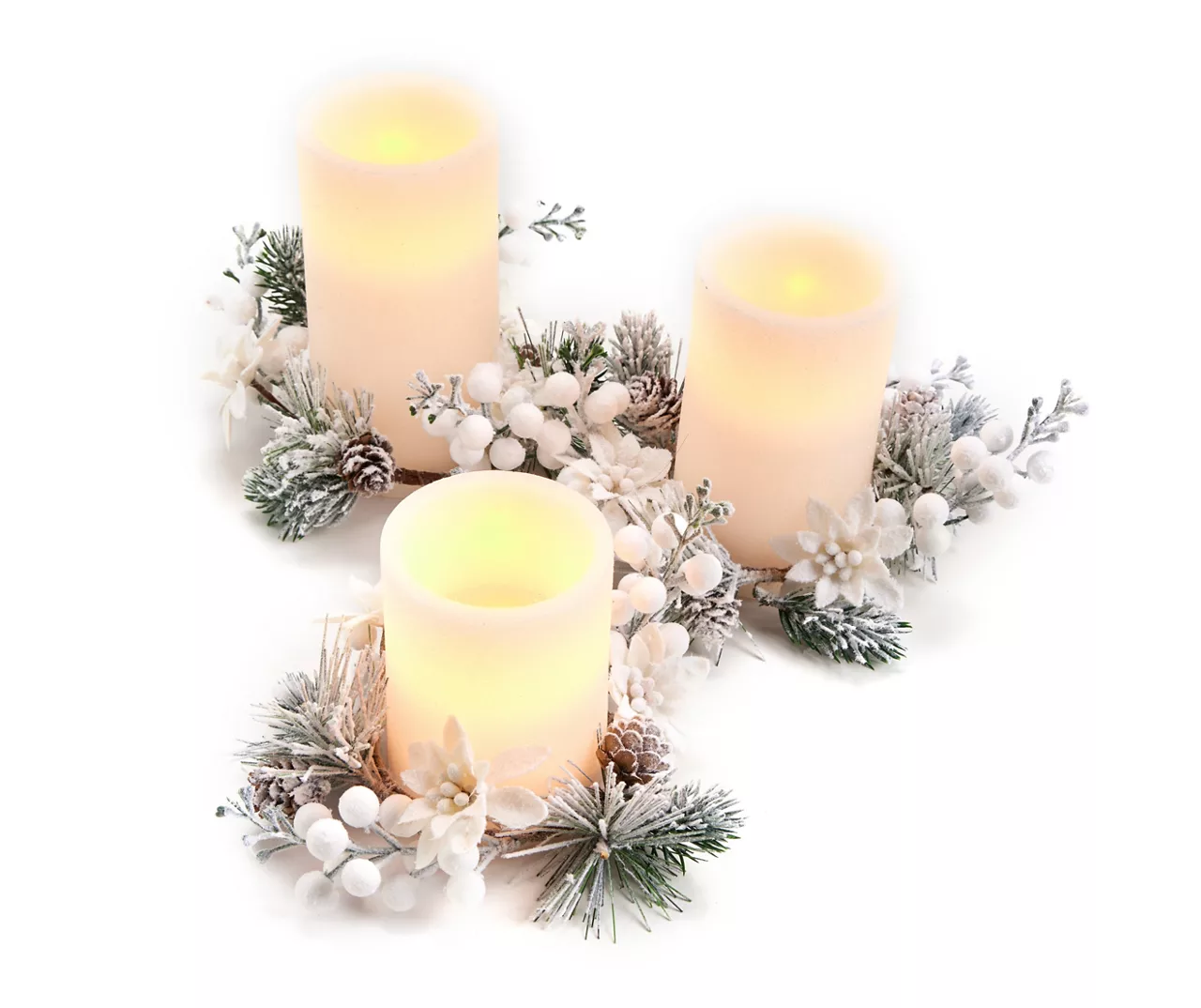 Snowy Pine & Berry 3-Piece LED Pillar Candle Set 4 Snowy Pine & Berry 3-Piece LED Pillar Candle Set - Image 2