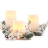 Snowy Pine & Berry 3-Piece LED Pillar Candle Set -Northlight Sales Store 810616496 A0