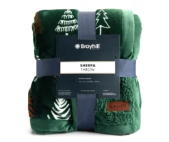 Green & White Trees Print Sherpa Throw, (50" X 60") -Northlight Sales Store 810617279 A0