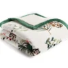 White & Green Pine Print Sherpa Throw, (50" X 60")
