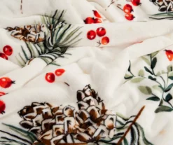 White & Green Pine Print Sherpa Throw, (50" X 60") -Northlight Sales Store 810617291 A8 2