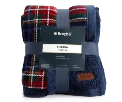 Navy & Red Plaid Sherpa Throw, (50" X 60") -Northlight Sales Store 810617292 A0
