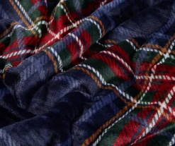 Navy & Red Plaid Sherpa Throw, (50" X 60") -Northlight Sales Store 810617292 A8 2
