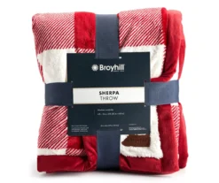 Red & White Buffalo Check Sherpa Throw, (50" X 60") -Northlight Sales Store 810617295 A0