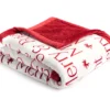 "Merry & Bright" White & Red Sherpa Throw, (50" X 60") -Northlight Sales Store 810617296 A0 1