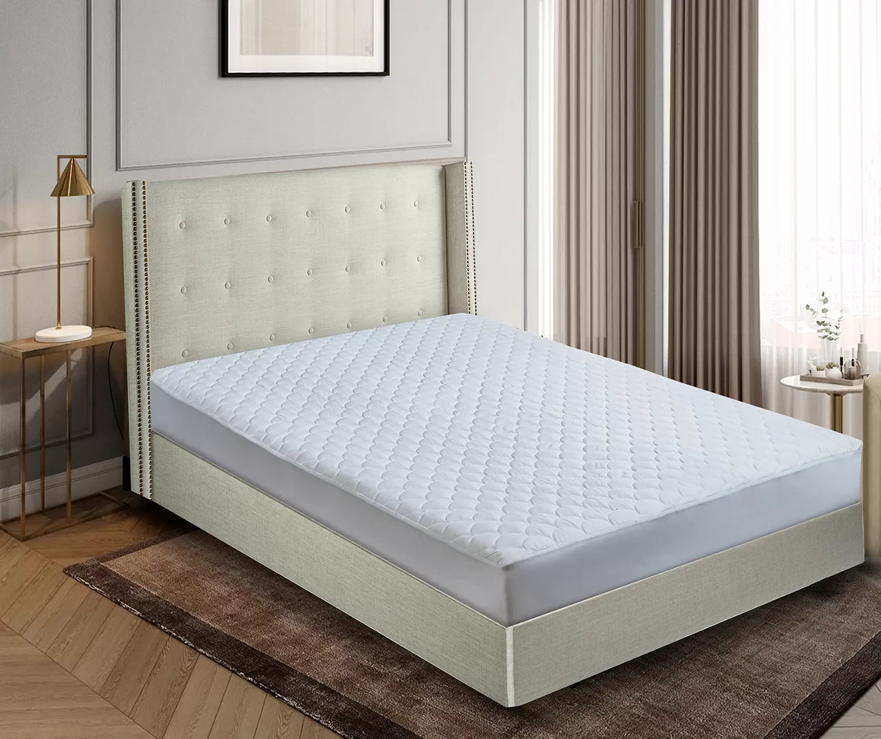 White Dot Scallop-Quilt 350-Thread Count Waterpoof Mattress Pad 14 White Dot Scallop-Quilt 350-Thread Count Waterpoof Mattress Pad - Image 12
