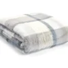 Gray & White Plaid Faux Fur Throw, (50" X 60")