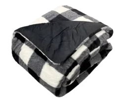 Black & White Buffalo Check Faux Fur King Comforter -Northlight Sales Store 810617563 810617564 A0 2