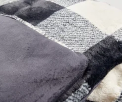 Black & White Buffalo Check Faux Fur Full/Queen Comforter -Northlight Sales Store 810617563 810617564 A8 4 2 1
