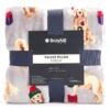 Gray & Brown Holiday Dog Print Velvet Throw, (50" X 60")
