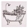 Vintage Line Art Bathtub Art Canvas, (12" X 12")
