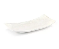 Distressed White Carved Floral Boat Tray, (6" X 15") -Northlight Sales Store 810620672 A1