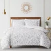 White & Gray Embroidered Leaf Vine Queen 3-Piece Comforter Set -Northlight Sales Store 810621098 810621097 A0 1 1