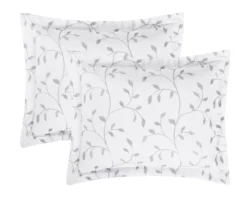 White & Gray Embroidered Leaf Vine King 3-Piece Comforter Set 7 White & Gray Embroidered Leaf Vine King 3-Piece Comforter Set -Northlight Sales Store 810621098 810621097 A8 3
