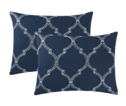 Casa Navy & White Embroidered Quatrefoil King 3-Piece Comforter Set -Northlight Sales Store 810621421 810621422 A8 3