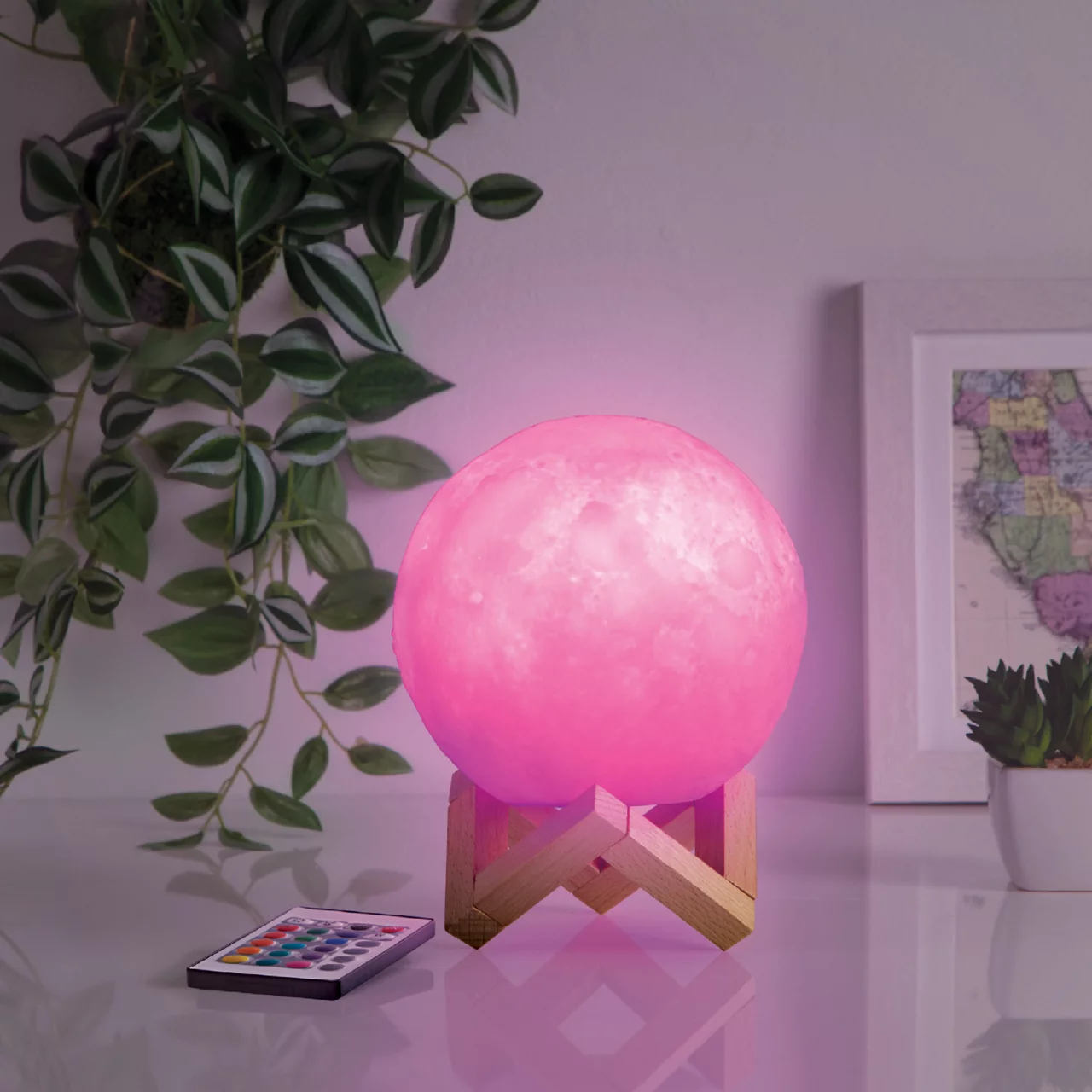 Glow-Up RGB LED Moon Lamp With Remote 4 Glow-Up RGB LED Moon Lamp With Remote - Image 2