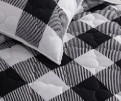 Black & White Buffalo Check Plush Full/Queen 3-Piece Quilt Set -Northlight Sales Store 810625029 A8 2