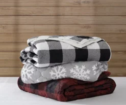 Black & White Buffalo Check Plush Full/Queen 3-Piece Quilt Set -Northlight Sales Store 810625029 F0 3