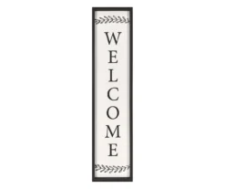 "Welcome" Black Leaves Framed Wall Decor