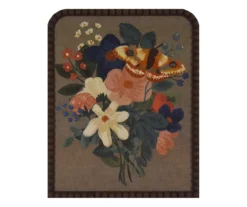 Butterfly & Floral Beaded Framed Art, (16.8" X 21")