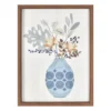 Boho Flower Bouquet In Blue Vase Framed Art, (12" X 16")