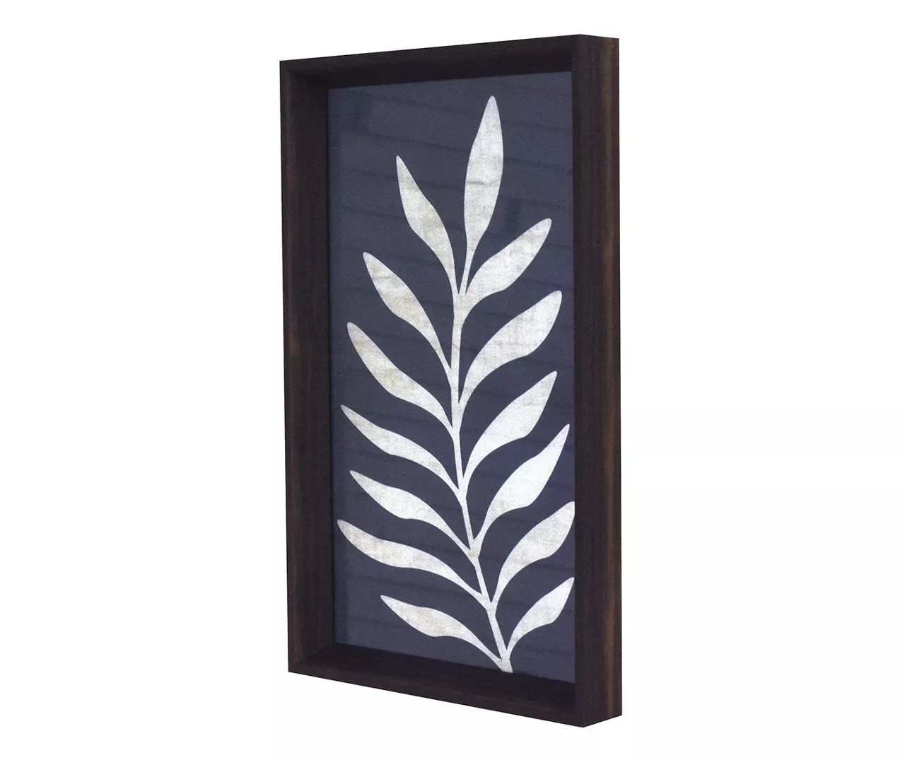 Dark Blue & White Leaf Curving Left Framed Art, (9" X 16") 4 Dark Blue & White Leaf Curving Left Framed Art, (9" X 16") - Image 2