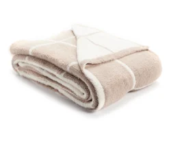 Tan & Cream Grid Reversible Knit Throw, (50" X 60") -Northlight Sales Store 810651179 A0 1 1