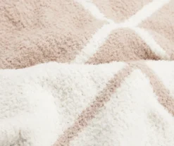 Tan & Cream Grid Reversible Knit Throw, (50" X 60") -Northlight Sales Store 810651179 A8 2