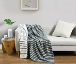 Gray & White Stripe Reversible Knit Throw, (50" X 60") -Northlight Sales Store 810651181 A0 1