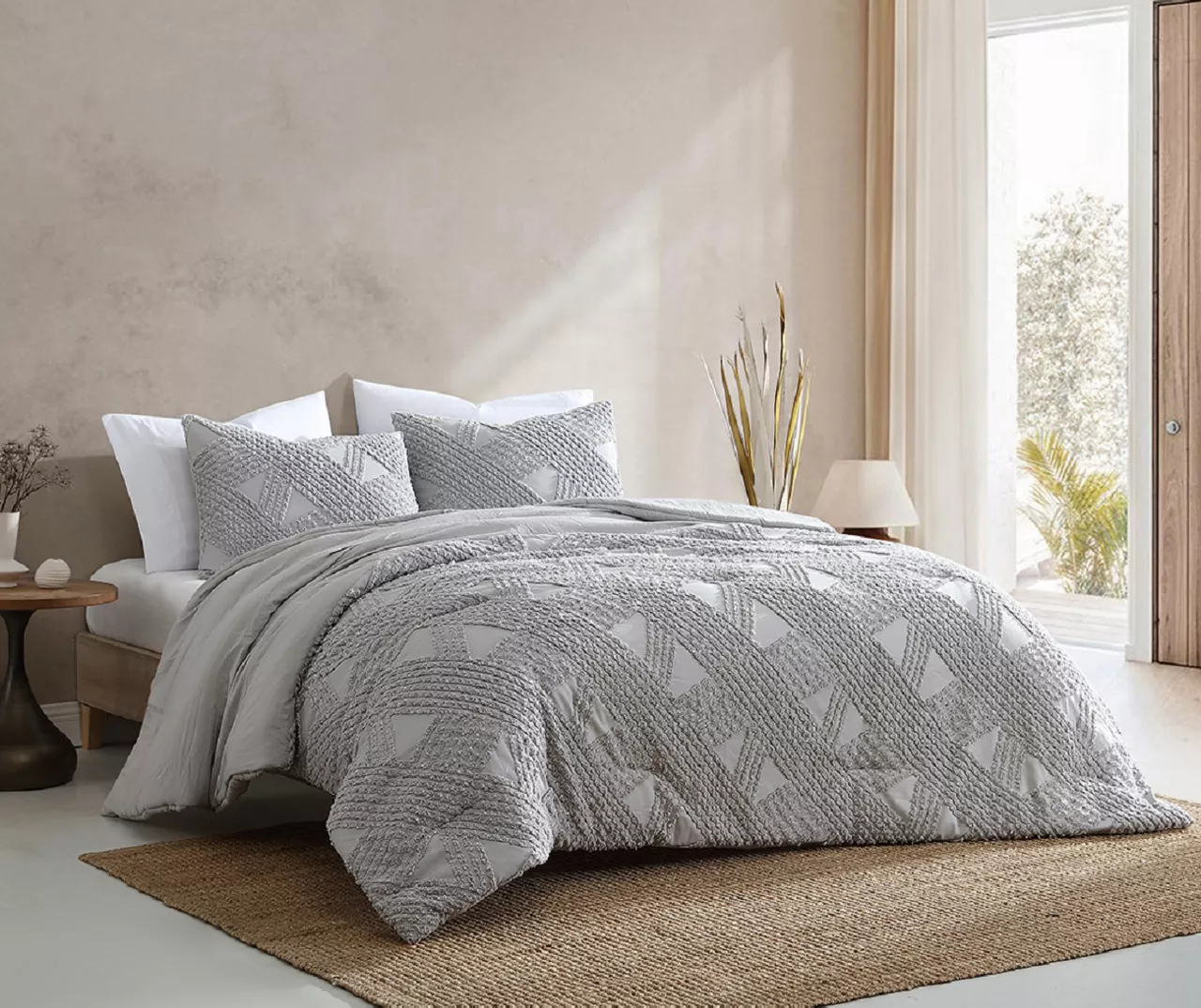 Stassie Gio Sterling Gray Tufted Geo Comforter Set 3 Stassie Gio Sterling Gray Tufted Geo Comforter Set